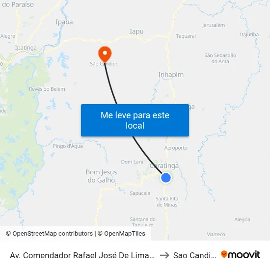 Av. Comendador Rafael José De Lima, 701 to Sao Candido map