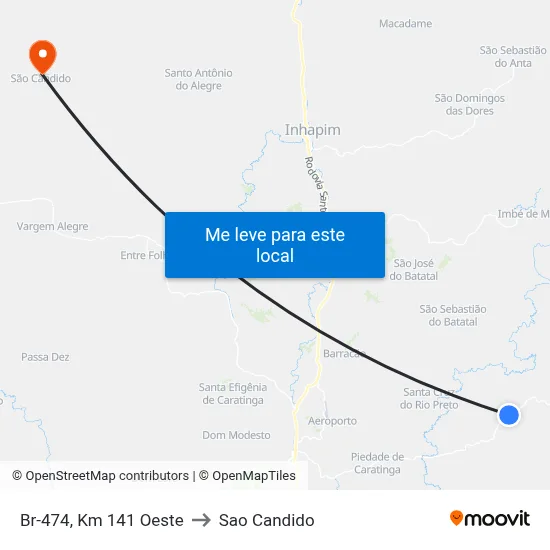 Br-474, Km 141 Oeste to Sao Candido map