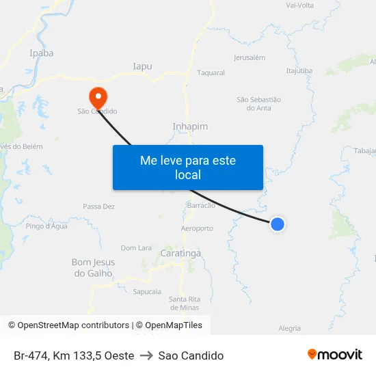 Br-474, Km 133,5 Oeste to Sao Candido map