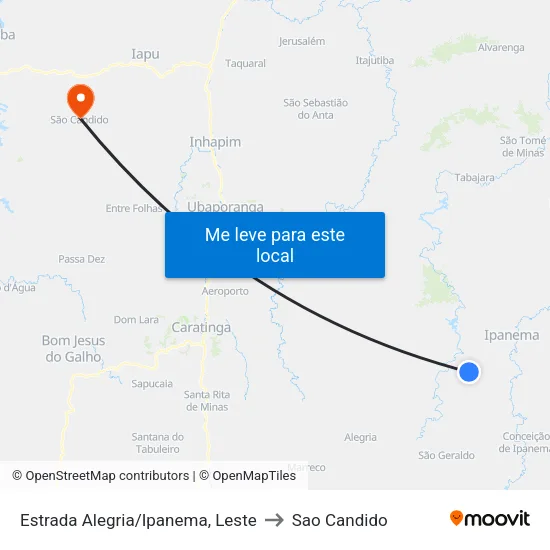 Estrada Alegria/Ipanema, Leste to Sao Candido map