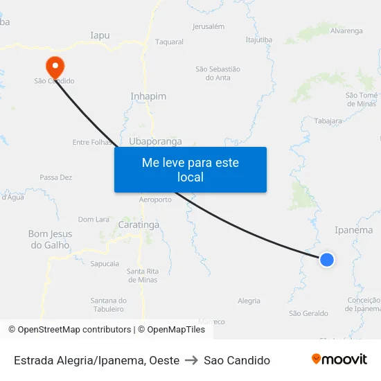 Estrada Alegria/Ipanema, Oeste to Sao Candido map
