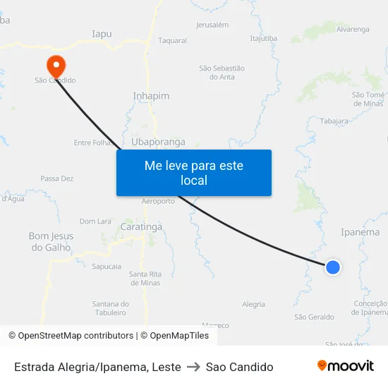 Estrada Alegria/Ipanema, Leste to Sao Candido map
