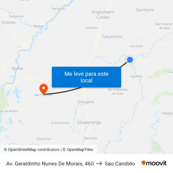 Av. Geraldinho Nunes De Morais, 460 to Sao Candido map