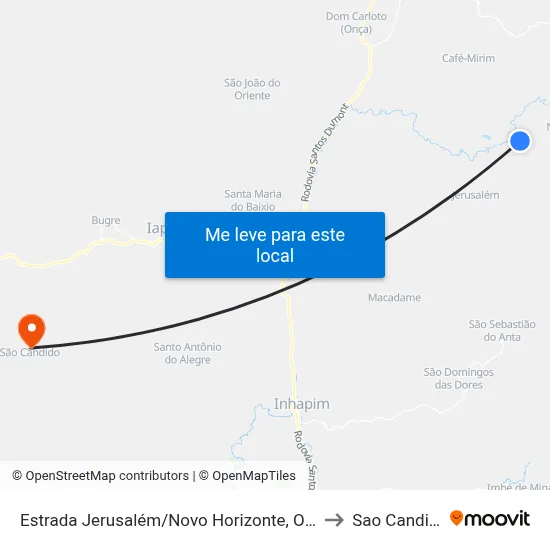 Estrada Jerusalém/Novo Horizonte, Oeste to Sao Candido map