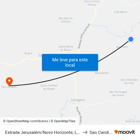 Estrada Jerusalém/Novo Horizonte, Leste to Sao Candido map