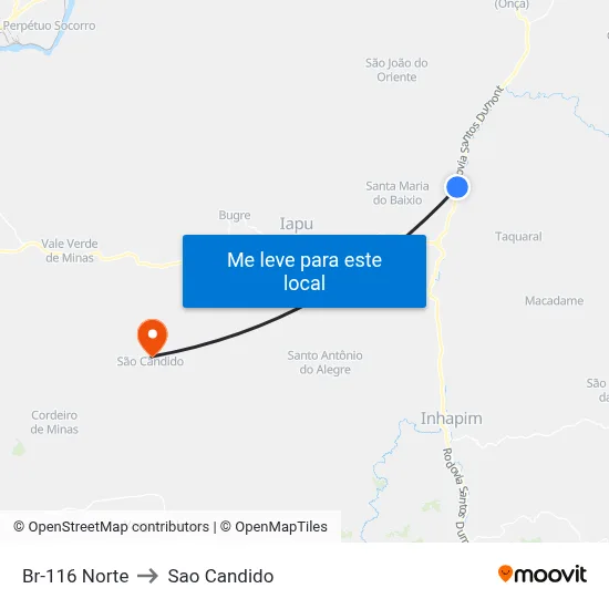 Br-116 Norte to Sao Candido map