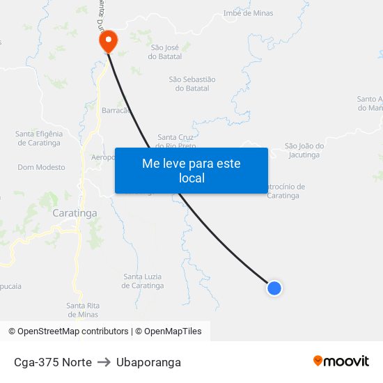 Cga-375 Norte to Ubaporanga map