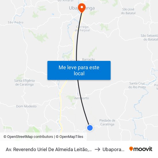 Av. Reverendo Uriel De Almeida Leitão, 5200 to Ubaporanga map