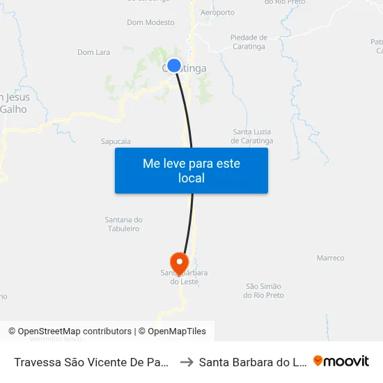 Travessa São Vicente De Paula, 60 to Santa Barbara do Leste map