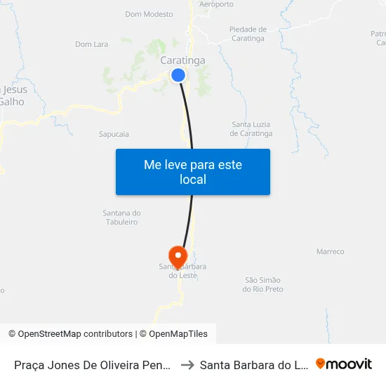 Praça Jones De Oliveira Pena, 153 to Santa Barbara do Leste map