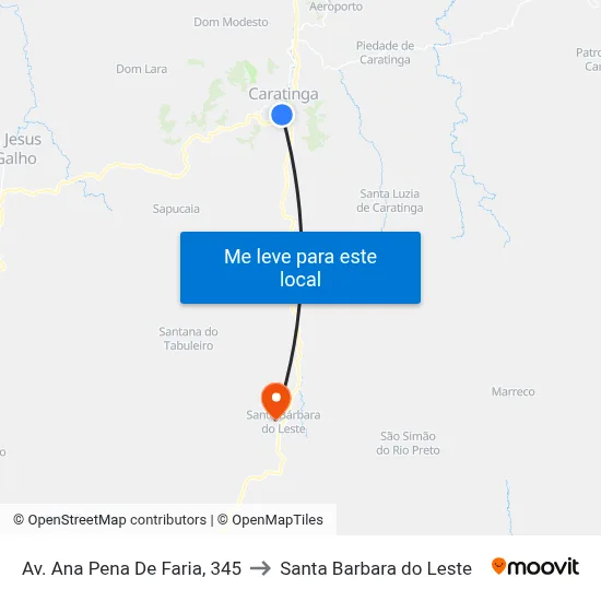 Av. Ana Pena De Faria, 345 to Santa Barbara do Leste map