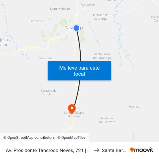 Av. Presidente Tancredo Neves, 721 | Uai - Unidade De Atendimento Integrado to Santa Barbara do Leste map