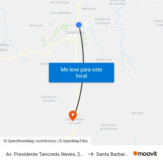Av. Presidente Tancredo Neves, 2742 | Marginal Leste to Santa Barbara do Leste map