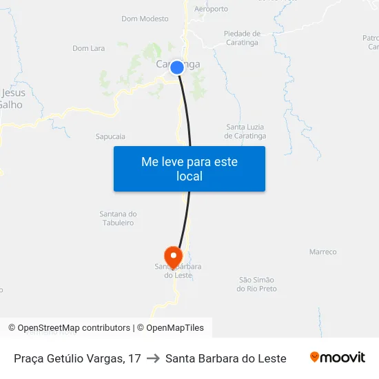 Praça Getúlio Vargas, 17 to Santa Barbara do Leste map