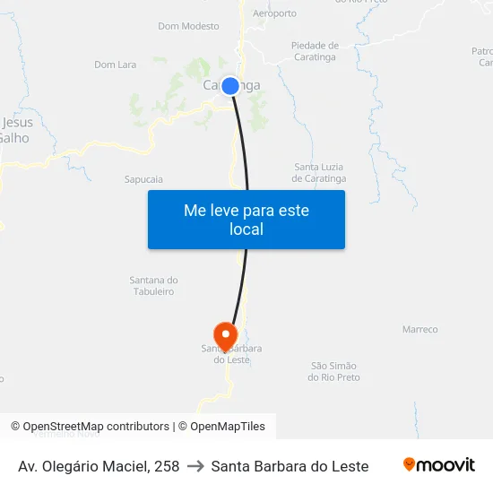 Av. Olegário Maciel, 258 to Santa Barbara do Leste map