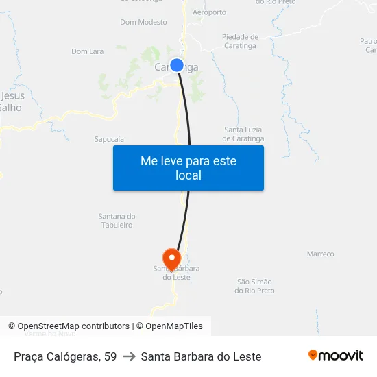 Praça Calógeras, 59 to Santa Barbara do Leste map