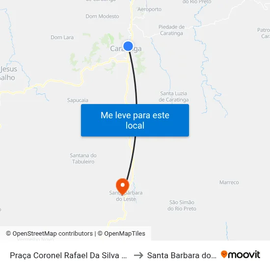 Praça Coronel Rafael Da Silva Araújo, 80 to Santa Barbara do Leste map