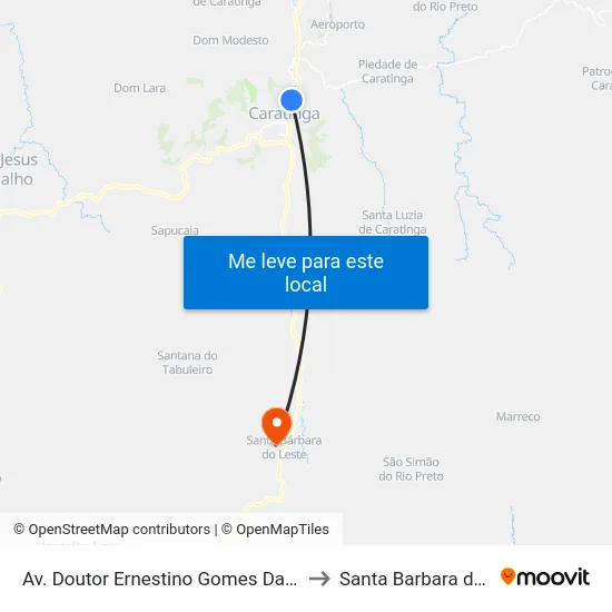 Av. Doutor Ernestino Gomes Da Costa, 291 to Santa Barbara do Leste map