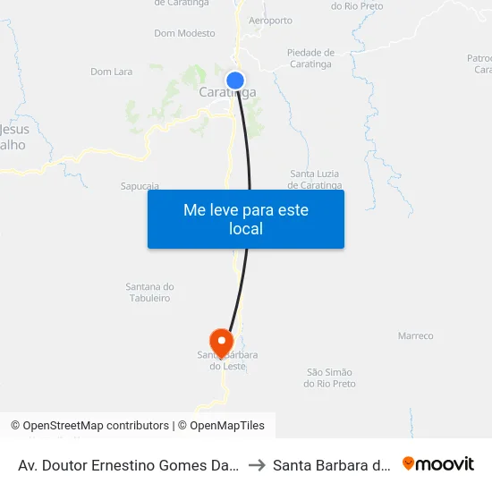 Av. Doutor Ernestino Gomes Da Costa, 495 to Santa Barbara do Leste map