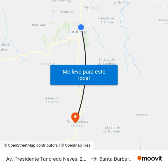 Av. Presidente Tancredo Neves, 2037 | Marginal Oeste to Santa Barbara do Leste map