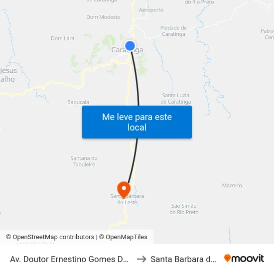 Av. Doutor Ernestino Gomes Da Costa, 10 to Santa Barbara do Leste map