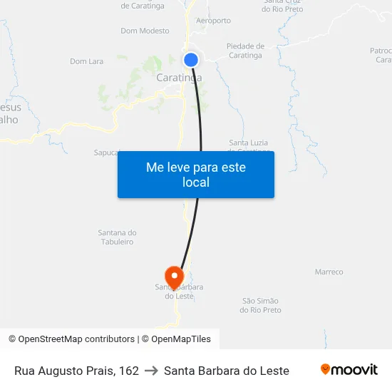 Rua Augusto Prais, 162 to Santa Barbara do Leste map