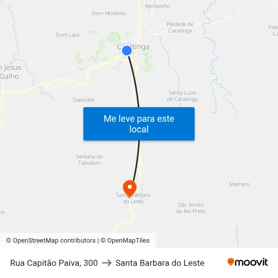 Rua Capitão Paiva, 300 to Santa Barbara do Leste map