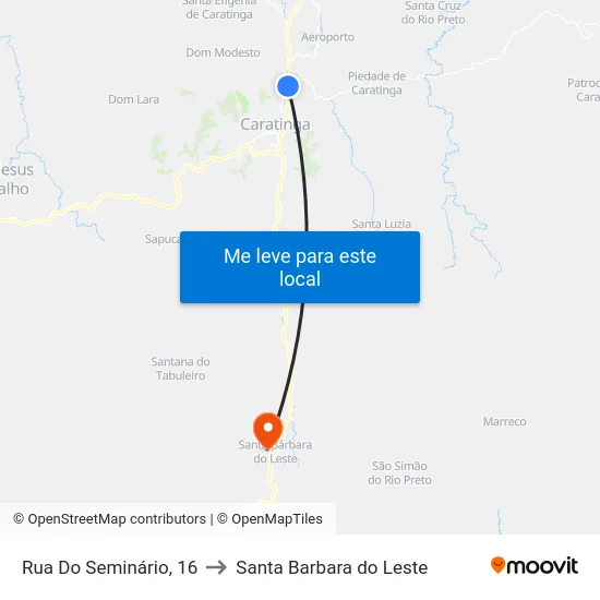Rua Do Seminário, 16 to Santa Barbara do Leste map