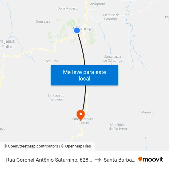 Rua Coronel Antônio Saturnino, 628 | Ponto Final Do Esperança to Santa Barbara do Leste map