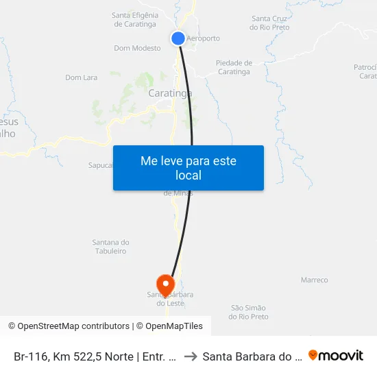 Br-116, Km 522,5 Norte | Entr. Cga-240 to Santa Barbara do Leste map