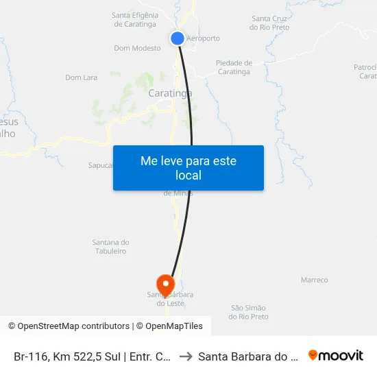 Br-116, Km 522,5 Sul | Entr. Cga-240 to Santa Barbara do Leste map