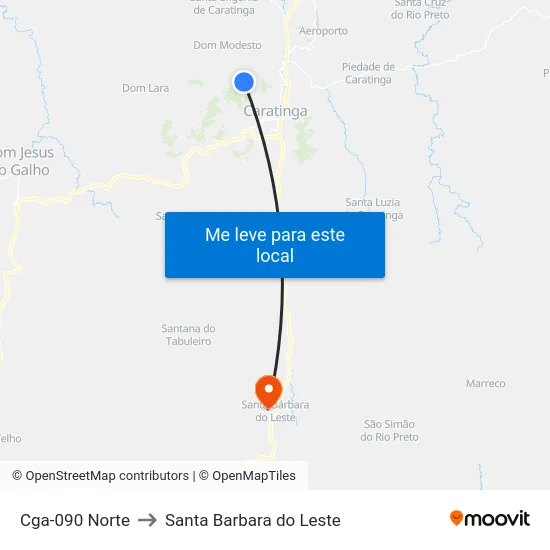 Cga-090 Norte to Santa Barbara do Leste map