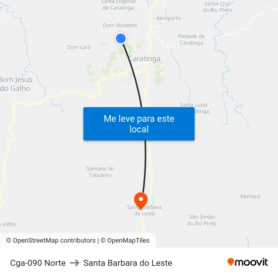 Cga-090 Norte to Santa Barbara do Leste map
