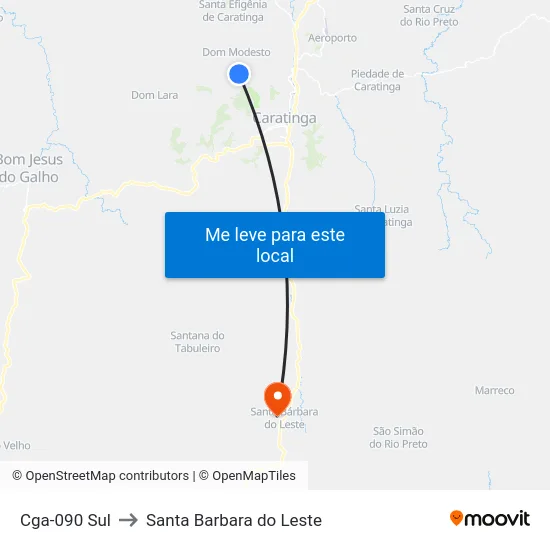 Cga-090 Sul to Santa Barbara do Leste map