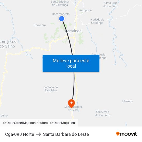 Cga-090 Norte to Santa Barbara do Leste map
