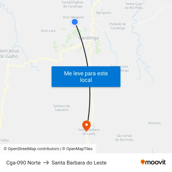 Cga-090 Norte to Santa Barbara do Leste map