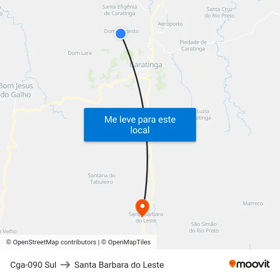 Cga-090 Sul to Santa Barbara do Leste map