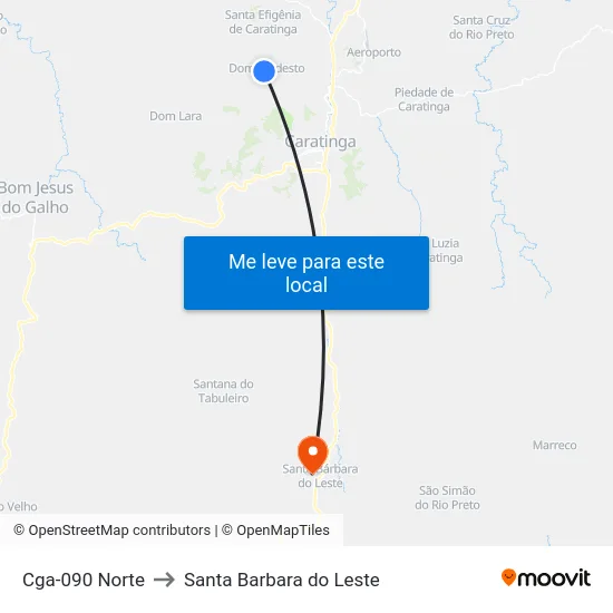 Cga-090 Norte to Santa Barbara do Leste map