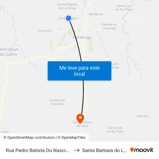 Rua Pedro Batista Do Nascimento to Santa Barbara do Leste map