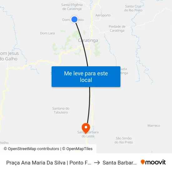 Praça Ana Maria Da Silva | Ponto Final De Dom Modesto to Santa Barbara do Leste map