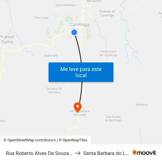 Rua Roberto Alves De Souza, 501 to Santa Barbara do Leste map