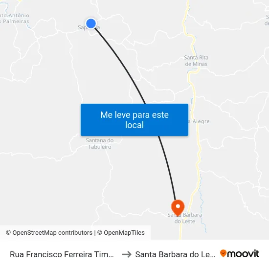 Rua Francisco Ferreira Timóteo to Santa Barbara do Leste map