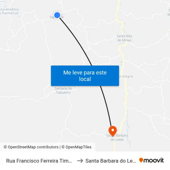 Rua Francisco Ferreira Timóteo to Santa Barbara do Leste map