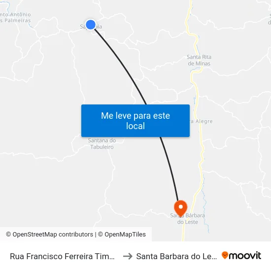 Rua Francisco Ferreira Timóteo to Santa Barbara do Leste map
