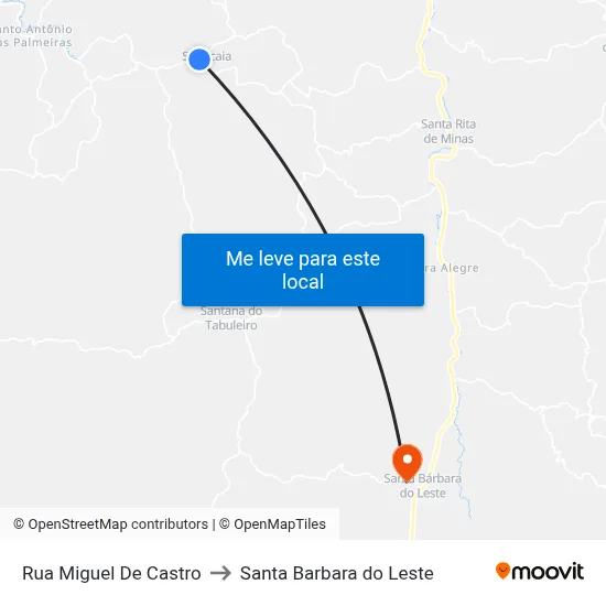 Rua Miguel De Castro to Santa Barbara do Leste map