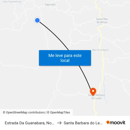 Estrada Da Guanabara, Norte to Santa Barbara do Leste map