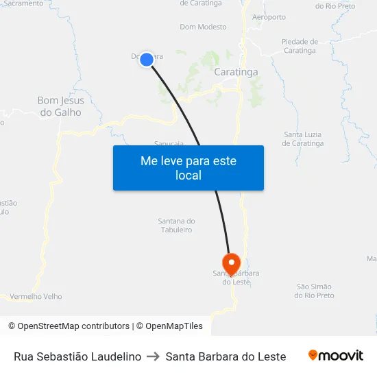 Rua Sebastião Laudelino to Santa Barbara do Leste map