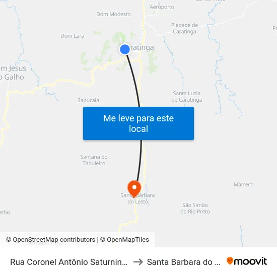 Rua Coronel Antônio Saturnino, 1075 to Santa Barbara do Leste map