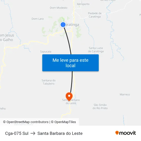 Cga-075 Sul to Santa Barbara do Leste map