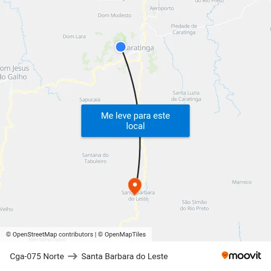 Cga-075 Norte to Santa Barbara do Leste map